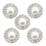 Maxbell 3xPhenovo Crystal Faux Pearl Button Flatback Decoration DIY 25mm 5pcs White