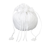 Maxbell 3xSatin Pearl Rhinestone Wedding Bridal Dolly Bag Handbag Ivory 22.5x17cm