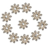 Maxbell 4xCrystal Diamante Pearl Flower Buttons FLATBACK Embellishment H