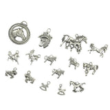 Maxbell 4x15pcs Alloy Silver Various Horse Shaped Charms Pendants Beads