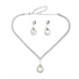 Maxbell 3xTeardrop Rhinestone Jewelry Necklace Earring Set Wedding Bridal Party