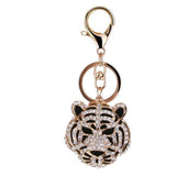 Maxbell 6x3D Crystal Tiger Head Keyring Charm Pendant Key Ring Chain Keychain