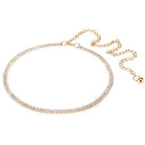 Maxbell 3x3-Row Crystal Ladies Waist Chain Belt in Gold
