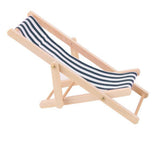 Maxbell 10xWooden Lounge Chair Blue White Striped 1/12 Dollhouse Miniature Furniture
