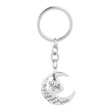 Maxbell 4xSilver Family Name Moon & Heart Key Ring Chain Keyring Xmas Gifts--mom