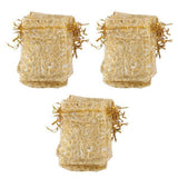 Maxbell 4x100pcs Golden Eyelash Organza Bag Wedding Gift Bag 9x12cm