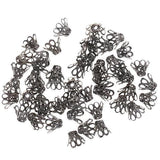 Maxbell 2x50pcs Vintage Filigree Flower Bead End Cap Finding For Jewelry Making Black