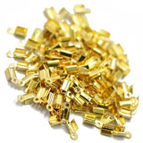 Maxbell 2x100 Pcs Folding Crimps Cord Thong End Connectors 10mm Gold
