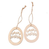 Maxbell 2x10pcs Laser Cut Happy Easter Egg Wooden Embellishment with String