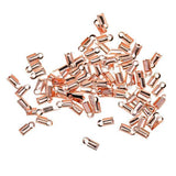 Maxbell 2x100 Pcs Folding Crimps Cord Thong End Connectors 10mm Rose Gold
