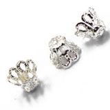 Maxbell 2x50Pcs Silver White Plated Metal Crown Bead Caps 6x5 mm