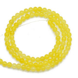 Maxbell 2x4mm Bright Yellow Jade Round Gemstone Loose Beads Strand 15.5 Inch