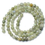 Maxbell 3x4mm Natural Labradorite Round Gemstone Loose Beads 15inch