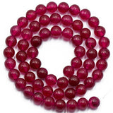 Maxbell 2x6mm Burgundy Red Jade Round Gemstone Loose Beads Strand 15''