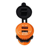 Maxbell 2xCar Aluminum Alloy USB QC3.0 Quick Charge for LED Display Golden Red