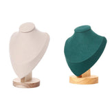 Maxbell 2 Pieces Jewlery Display Stand Organizer Wooden Bust Chain Holders
