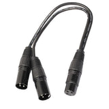 Maxbell 4x3 Pin XLR Audio Cable Female to 2 Male Y Splitter Adapter 1ft black