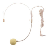 Maxbell 3xDouble Ear Hook Wired Headset Headworn Microphone Beige 3.5mm Right Angle