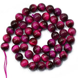 Maxbell 2x8mm Rose Pink Tiger Eye Jewelry Making Round Loose Beads 15''