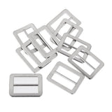 Maxbell 3xRectangle Tri-glide Buckle with Fixed Bar Strap Slider Keeper Silver 25x18mm