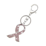 Maxbell 2xPink Ribbon Crystal Charm Pendant Key Ring Key Chain