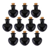 Maxbell 3x10 Glass Cork Bottles Heart Shape Jars Vial Wishing Bottle DIY Pendant Black