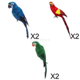 Maxbell 6pcs 45cm Artificial Parrot Bird Realistic Decor Budgie Taxidermy