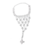 Maxbell 2xCrystal Flower Chain Ring Hand Harness Bracelet Bridal Jewelry Wedding Party