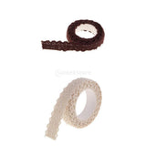Maxbell 2 Pieces Fabric Lace Washi Tape Self Adhesive Trim Wedding coffee