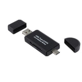 Maxbell 2xMicro USB OTG to USB 2.0 Adapter SD/Micro SD Card Reader & Standard USB Male