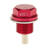 Maxbell 8xM16X1.5 Anodized Magnetic Engine Oil Pan Drain Bolt Plug for   Red