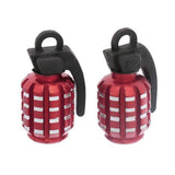 Maxbell 4x2pcs Grenade Shape Tire Tyre Valve Dust Caps for Car Motorcycle Bike -Red