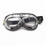 Maxbell 9xVintage Pilot Chrome Motorcycle Bike Sport Half Helmet Goggles Clear
