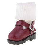 8xFashion PU Leather  Boots Shoes for 12'' Blythe Doll Clothes Maroon