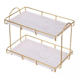 3x2-Tier Storage Shelves Organizer Perfume Display Stand for Countertop Vanity White L