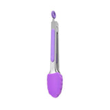 Maxbell 4xKitchen Tongs with Silicone Tips Food BBQ Cooking Utensil 7 inch Purple