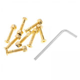 Maxbell 3x8x Longboard Skateboard Wheel Repair Hardware Screws with Wrench 1'' Golden