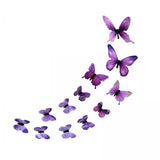 Maxbell 2x12Pcs 3D Luminous Butterfly Wall Stickers PVC for Corridor Party Living Room Purple