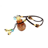 Maxbell 2xGlass Small Gourd Essential Oil Diffuser Pendant Necklace Perfume Bottle Amber