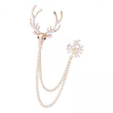 Maxbell 2xChristmas Reindeer Brooch Pin Anniversary Holiday Brooch Rhinestone Deer Pin gold