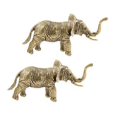 Maxbell 2x Brass Elephant Figurines Collectible Copper Sculptures for Indoor Office