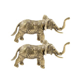 Maxbell 2x Brass Elephant Figurines Collectible Copper Sculptures for Indoor Office