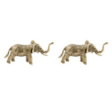 Maxbell 2x Brass Elephant Figurines Collectible Copper Sculptures for Indoor Office