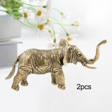 Maxbell 2x Brass Elephant Figurines Collectible Copper Sculptures for Indoor Office