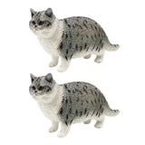 Maxbell 2x Cat Model Statue Collectible Realistic for Cabinet Living Room