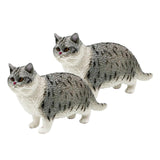 Maxbell 2x Cat Model Statue Collectible Realistic for Cabinet Living Room