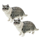 Maxbell 2x Cat Model Statue Collectible Realistic for Cabinet Living Room