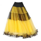 Maxbell 2xClassical Ballroom Dance Skirt Clothing Big Swing Spanish Skirts Dancewear Yellow