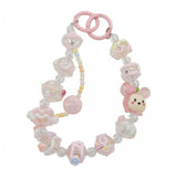 Maxbell 2xKey Ring Bangle Chain House Car Keys Ring Holder Beaded Key Ring Bracelet Pink