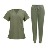 Maxbell 2xNursing Uniforms Scrub Set Short Sleeve Nurse Top and Pants for Pet Groomer